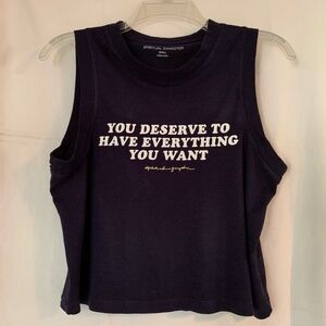 Spiritual Gangster dark blue 'Amor Crop Tank'